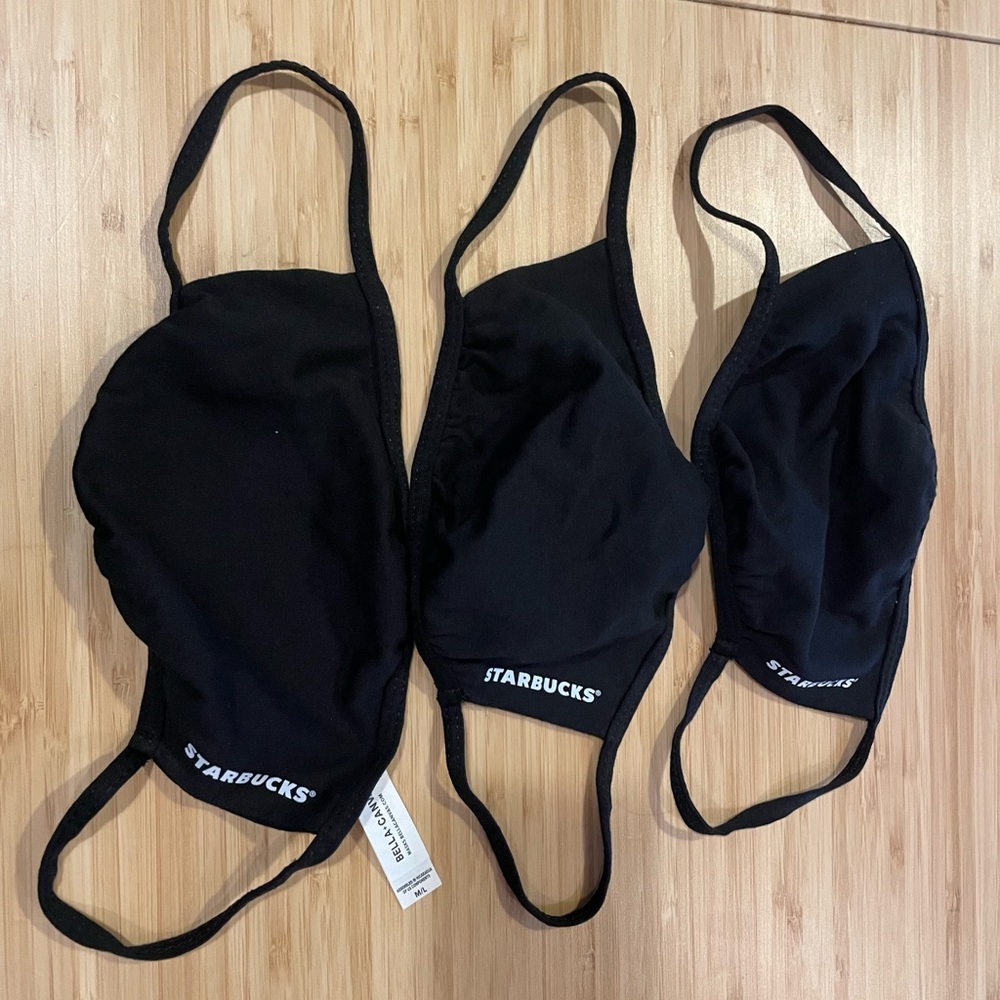 Starbucks face masks black M/L new with tags